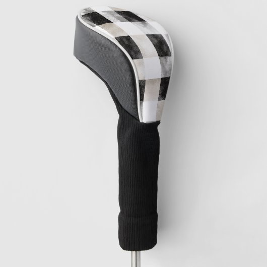 Chic Cream Black Plaid Kerstmis Golfheadcover (Schuin)