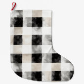 Chic Cream Black Plaid Kerstmis Grote Kerstsok (Voorkant)