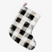 Chic Cream Black Plaid Kerstmis Grote Kerstsok (Voorkant (Hangend))