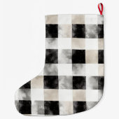 Chic Cream Black Plaid Kerstmis Grote Kerstsok (Achterkant)