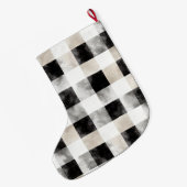 Chic Cream Black Plaid Kerstmis Grote Kerstsok (Achterkant (Hangend))