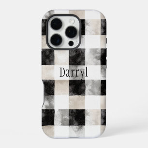 Chic Cream Black Plaid Kerstmis iPhone 16 Pro Hoesje
