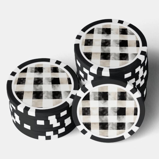 Chic Cream Black Plaid Kerstmis Poker Chips (Opstapeling)