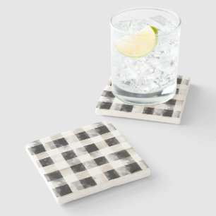 Chic Cream Black Plaid Kerstmis Stenen Onderzetter