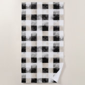 Chic Cream Black Plaid Kerstmis Strandlaken (Voorkant)