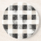 Chic Cream Black Plaid Kerstmis Zandsteen Onderzetter (Voorkant)