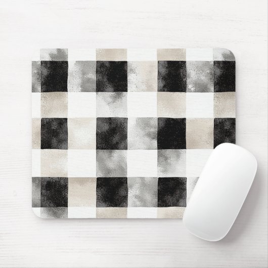 Chic Cream Black Plaid Stripes Muismat (Met muis)