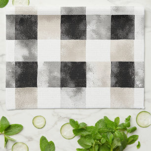 Chic Cream Black Plaid Theedoek