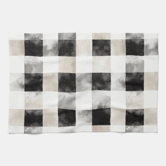 Chic Cream Black Plaid Theedoek (Horizontaal)