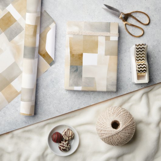 Chic Cream Brown Abstract Cadeaupapier (Crafts)
