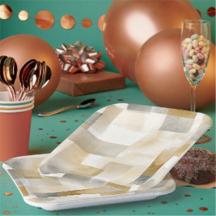 Chic Cream Brown Abstract Papieren Bordje