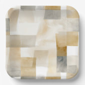 Chic Cream Brown Abstract Papieren Bordje (Voorkant)