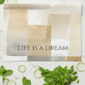 Chic Cream Brown Abstract Theedoek (Gevouwen)