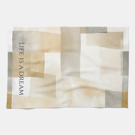 Chic Cream Brown Abstract Theedoek (Horizontaal)