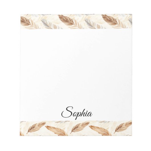 Chic Cream Brown Feathers Notitieblok (Voorkant)