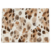 Chic Cream Brown Leopard Animal Birthday Groot Cadeauzakje (Voorkant)