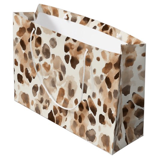 Chic Cream Brown Leopard Animal Birthday Groot Cadeauzakje (Achterkant Gekanteld)