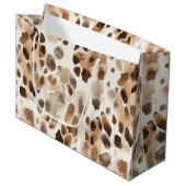 Chic Cream Brown Leopard Animal Birthday Groot Cadeauzakje (Voorkant Gekanteld)