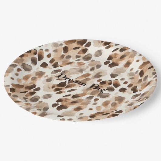 Chic Cream Brown Leopard Animal Birthday Papieren Bordje (Gekanteld)
