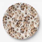 Chic Cream Brown Leopard Animal Birthday Papieren Bordje (Voorkant)
