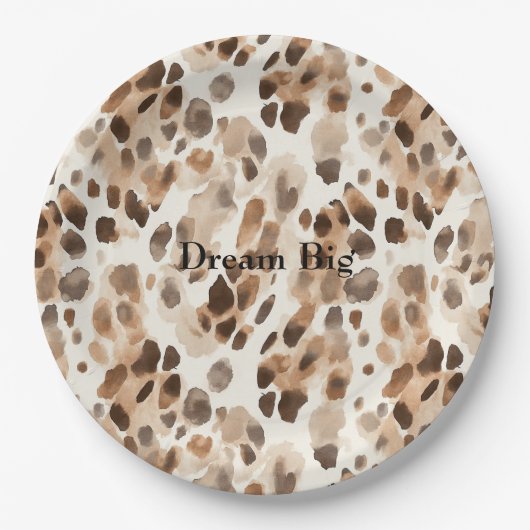 Chic Cream Brown Leopard Animal Birthday Papieren Bordje (Voorkant)