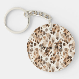 Chic Cream Brown Leopard Animal Birthday Sleutelhanger
