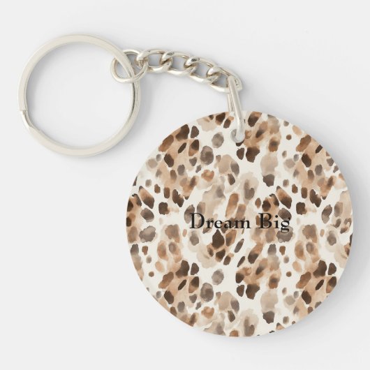 Chic Cream Brown Leopard Animal Birthday Sleutelhanger (Voorkant)