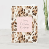 Chic Cream Brown Leopard Animal Pink Birthday Kaart (Voorkant)