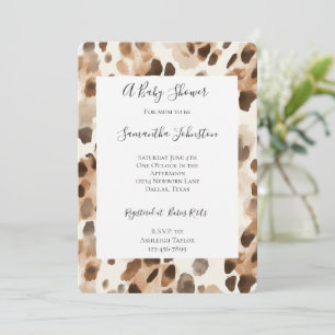 Chic Cream Brown Leopard Animal Print Baby shower Kaart