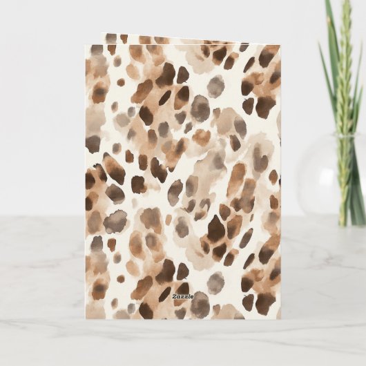 Chic Cream Brown Leopard Animal Print Verjaardag Kaart (Achterkant)