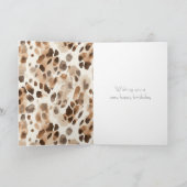 Chic Cream Brown Leopard Animal Print Verjaardag Kaart (Binnen)