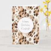 Chic Cream Brown Leopard Animal Print Verjaardag Kaart (Gele Bloem)