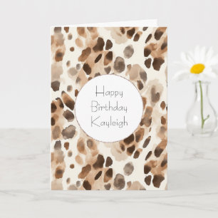 Chic Cream Brown Leopard Animal Print Verjaardag Kaart