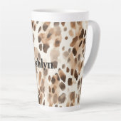 Chic Cream Brown Leopard Animal Print Verjaardag Latte Mok (Rechterhoek)