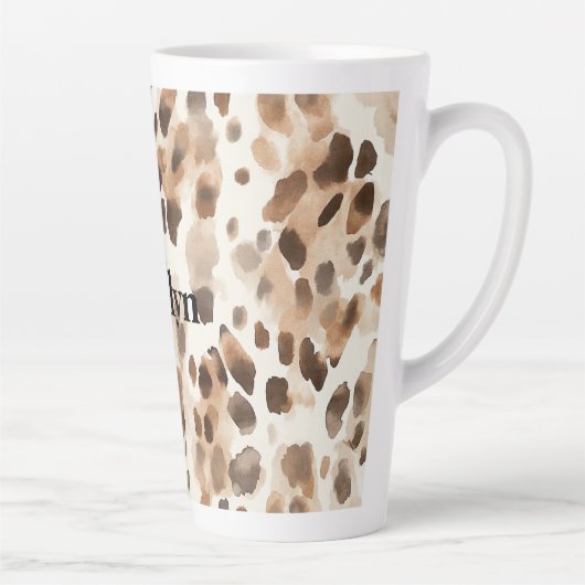Chic Cream Brown Leopard Animal Print Verjaardag Latte Mok (Rechts)