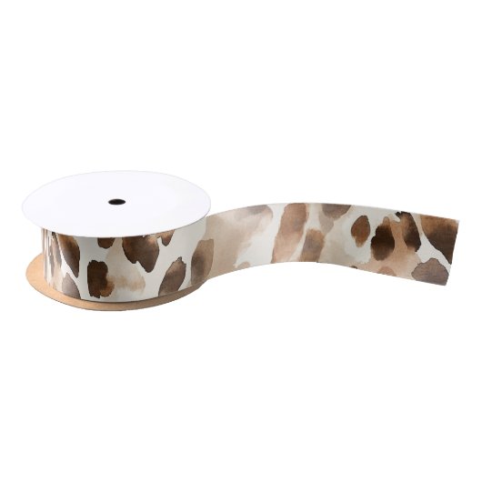 Chic Cream Brown Leopard Animal Print Verjaardag Satijnen Lint (Spoel)