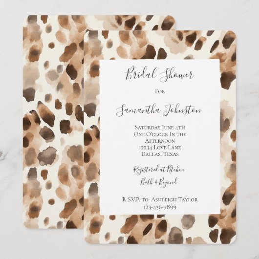 Chic Cream Brown Leopard Animal Vrijgezellenfeest Kaart (Voorkant / Achterkant)