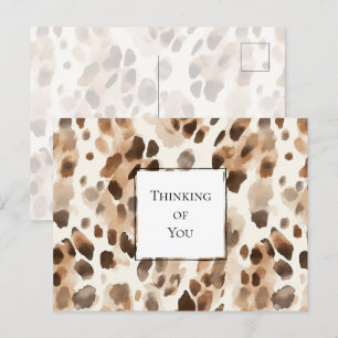 Chic Cream Brown Leopard Print Denken aan jou Briefkaart