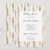 Chic Cream Brown Stripes Baby shower Kaart (Voorkant / Achterkant)