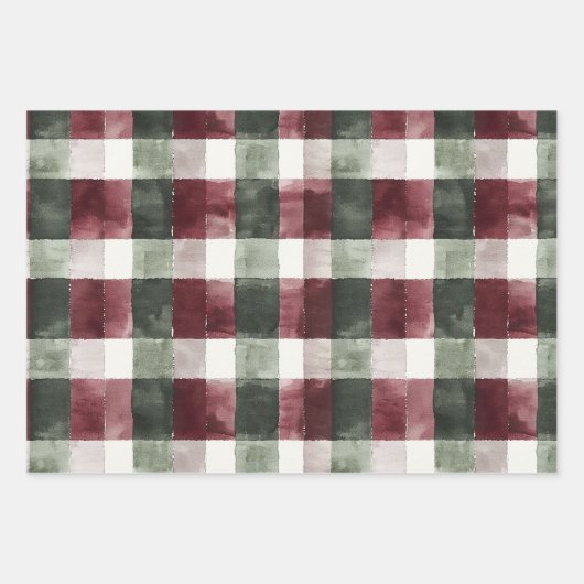 Chic Cream Brown Stripes Kerst Rode Ornamenten Inpakpapier Vel (Voorkant 3)