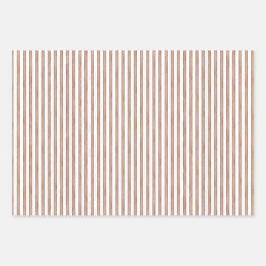 Chic Cream Brown Stripes Kerst Rode Ornamenten Inpakpapier Vel (Voorkant 3)