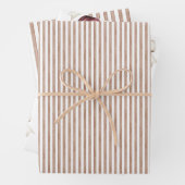 Chic Cream Brown Stripes Kerst Rode Ornamenten Inpakpapier Vel (In situ)