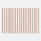 Chic Cream Brown Stripes Kerst Rode Ornamenten Inpakpapier Vel (Voorkant)