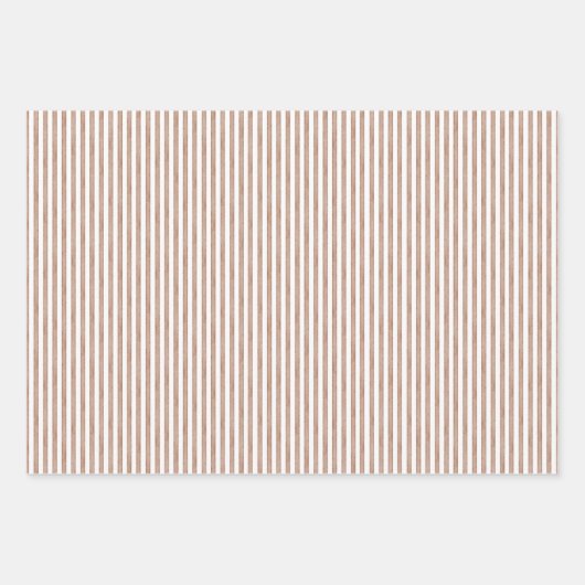 Chic Cream Brown Stripes Kerst Rode Ornamenten Inpakpapier Vel (Voorkant)