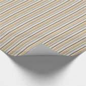 Chic Cream Bruin Blauwe Stripes Verjaardag Cadeaupapier (Hoek)