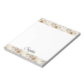 Chic Cream Bruine Bloemen Notitieblok (Linkerzijde)