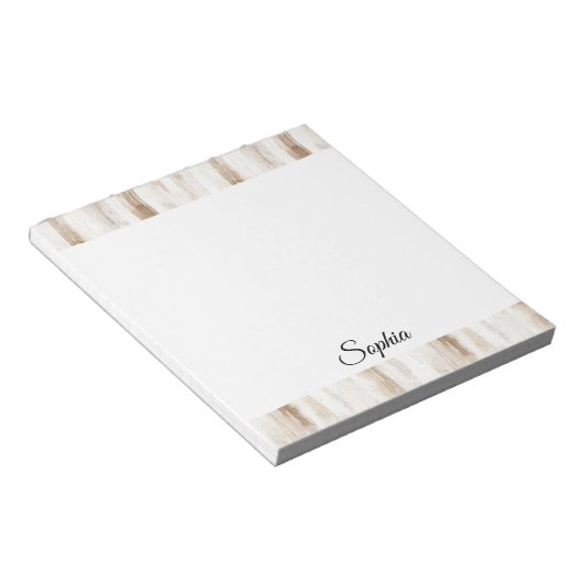 Chic Cream Bruine Strepen Notitieblok (Schuin)