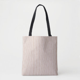 Chic Cream Bruine Stripes Kerstmis Tote Bag