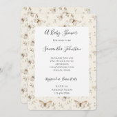 Chic Cream Butterflies Baby shower Kaart (Voorkant / Achterkant)