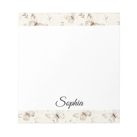 Chic Cream Butterflies Notitieblok (Voorkant)